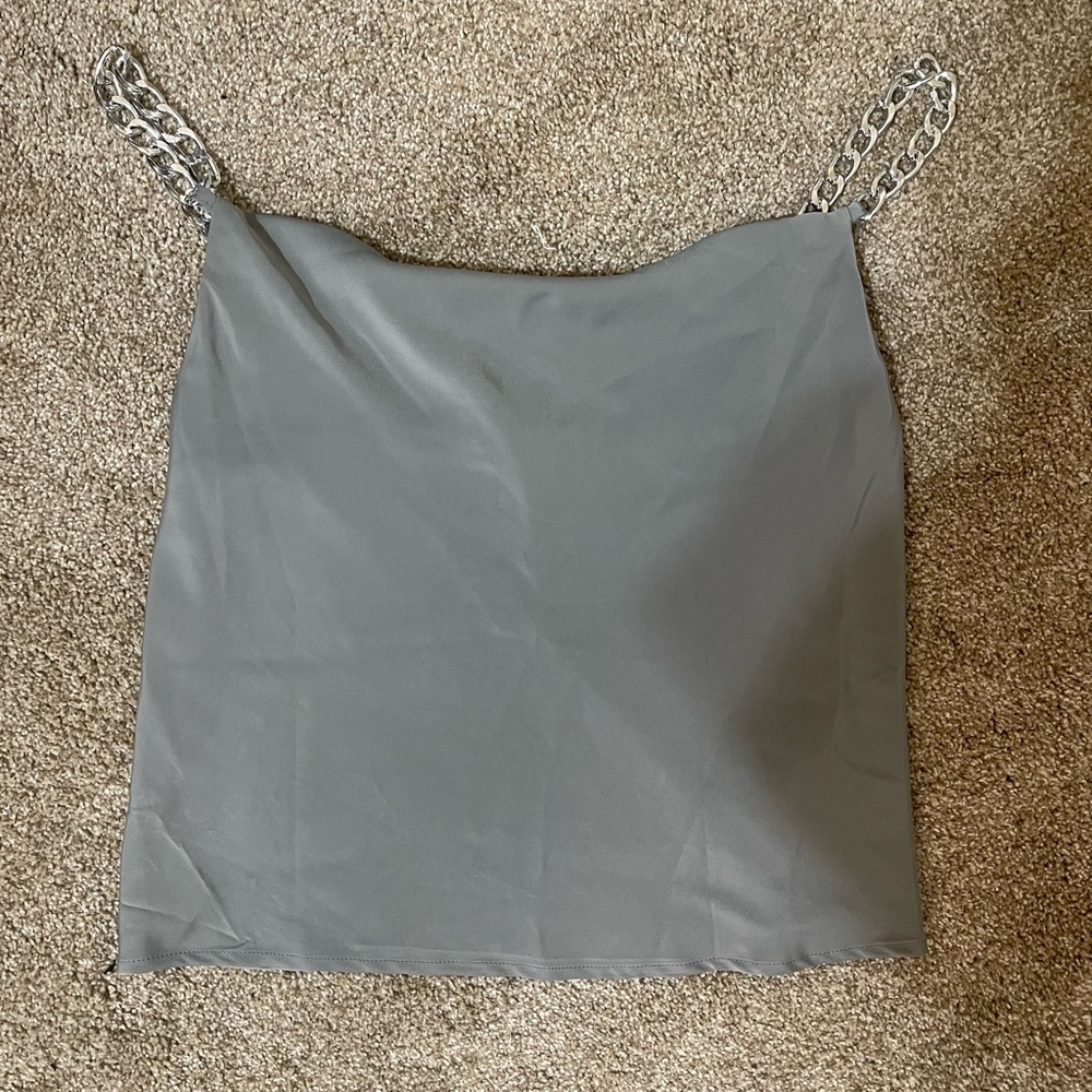 Gray Chain Strap Women's Top